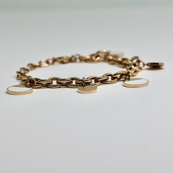 Rose Gold Dipped Stainless Steel Two Tone Bracelet - Picture 5 of 8
